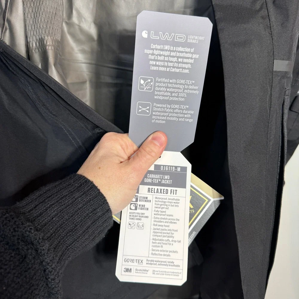 Carhartt LWD Gore-Tex‎ Jacket Mens Small Hooded Waterproof Outdoor Hiking
